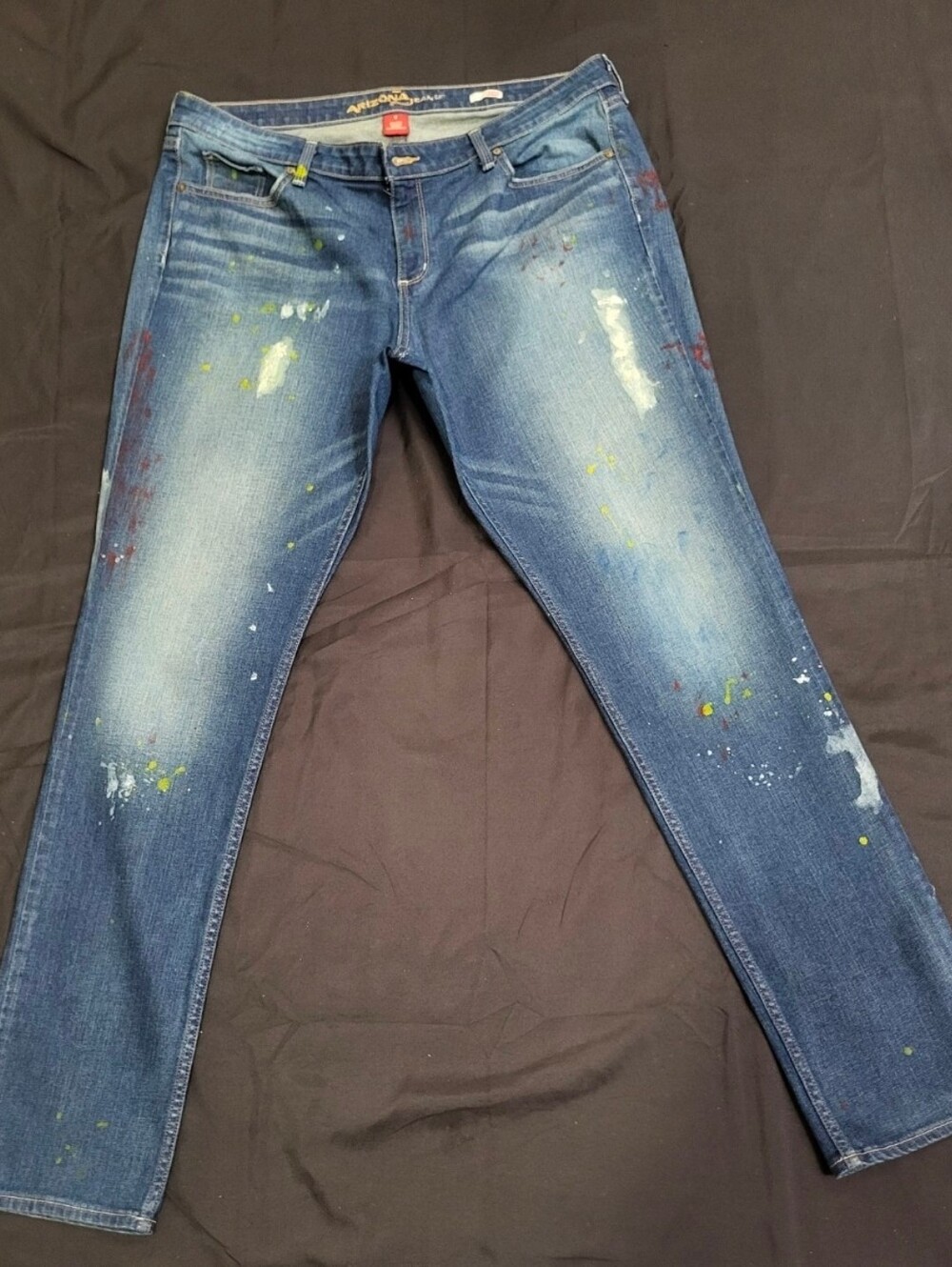 Arizona Jean CO. Paint Splatter/Distressed Super Skinny Blue Jeans Women Size 17
